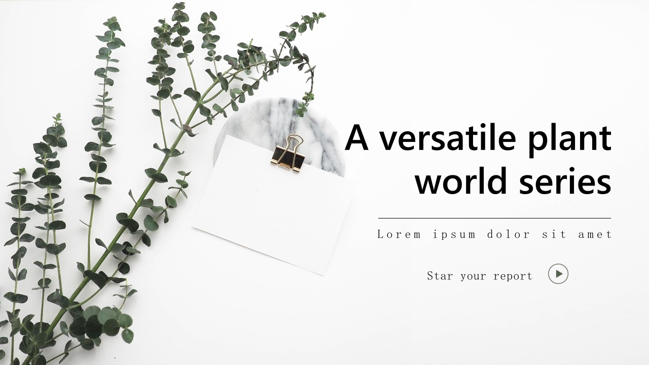 简约清新植物文艺总结汇报ppt模板第1页